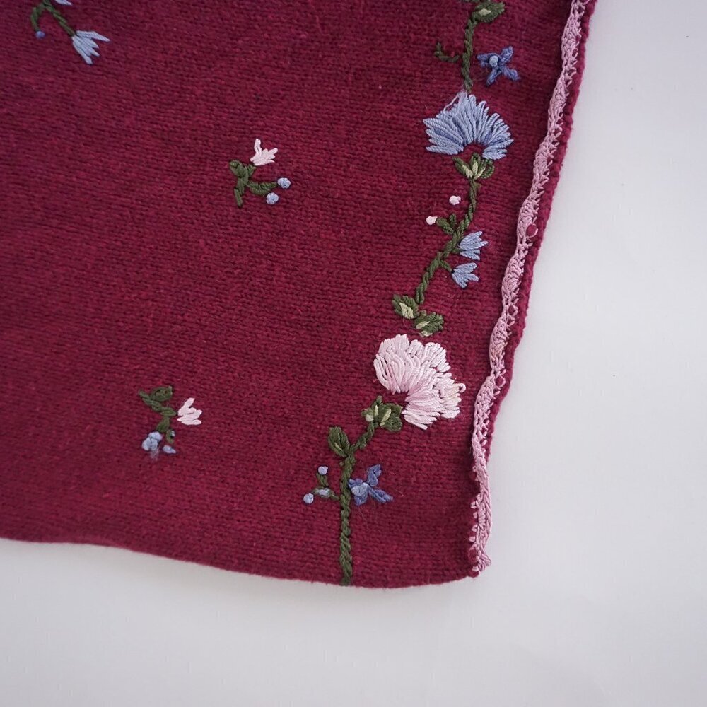 Vintage 90s Bobbie Brooks Floral Embroidered Sweater Cottagecore Grandmacore 16 - Picture 9 of 11
